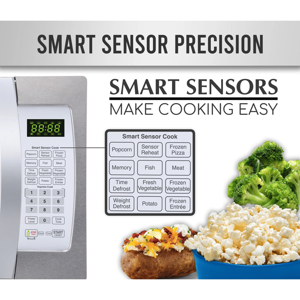 Farberware Smart Sensor Countertop Microwave Oven with LED Lighting & Child Lock, 1.3 Cu Ft