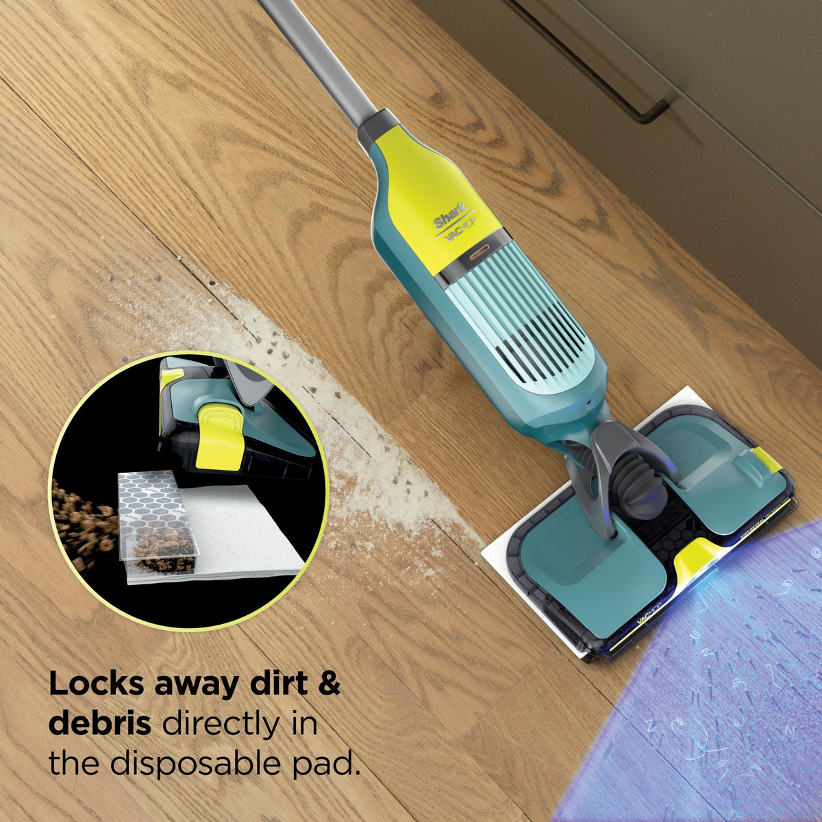Shark VACMOP Reveal Cordless Hard Floor Cleaner, Vacuum and Spray Mop, 4 Disposable Pads, 12oz Pet Multi-surface Cleaning Solution, VM401