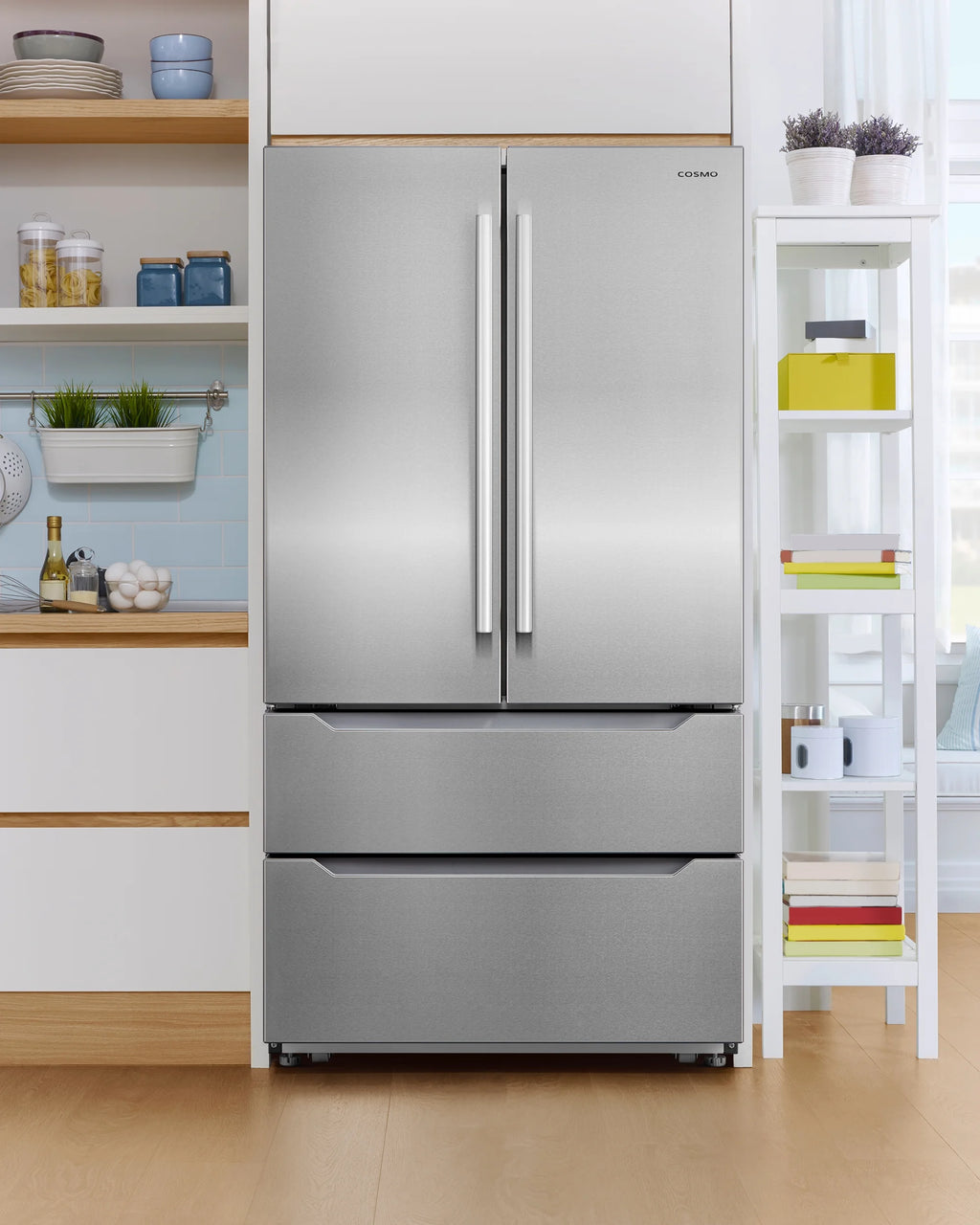 Cosmo 22.5 cu. ft. 4-Door Counter-Depth French Door Stainless Steel Refrigerator