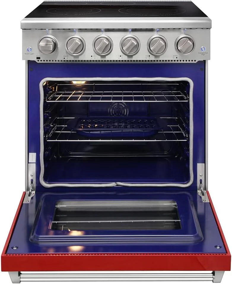30 inch Professional Electric Range with 5 Heating Elements Cooktop, 4.55 Cu. Ft. Convection Oven Capacity, Smooth Glass Top, in Stainless Steel, KOS-30RE06H (Stainless Steel)