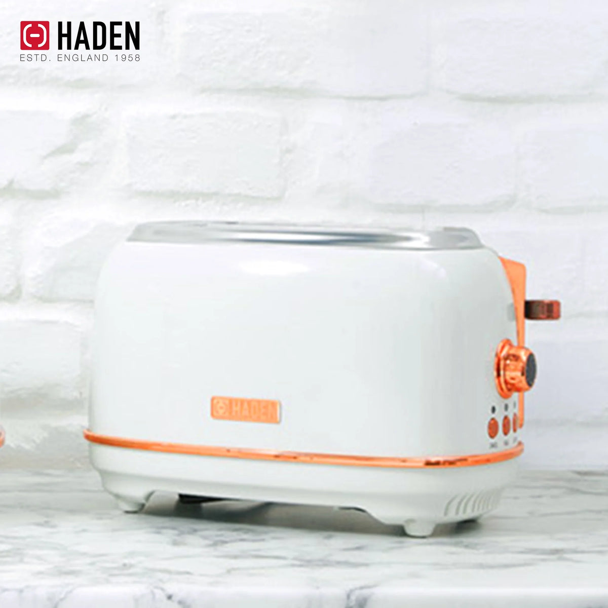 Haden 12 Cup Coffee Maker with 2 Slice Stainless Steel Bread Toaster, White