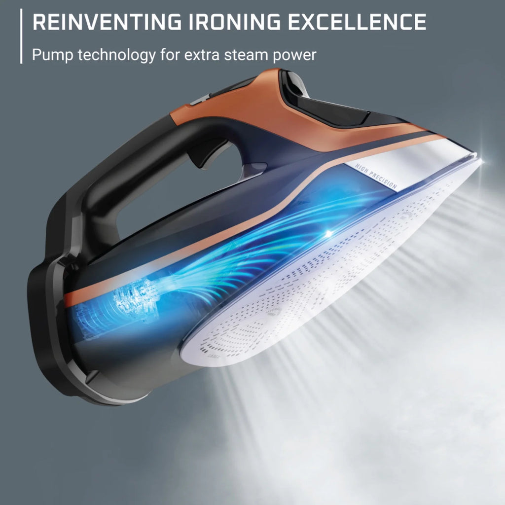 Rowenta Steam Force+ Iron for Clothes, Stainless Steel Soleplate, 1850 Watts, 400 Microsteam Holes, Garment Steamer, Black & Blue, DW9440U1