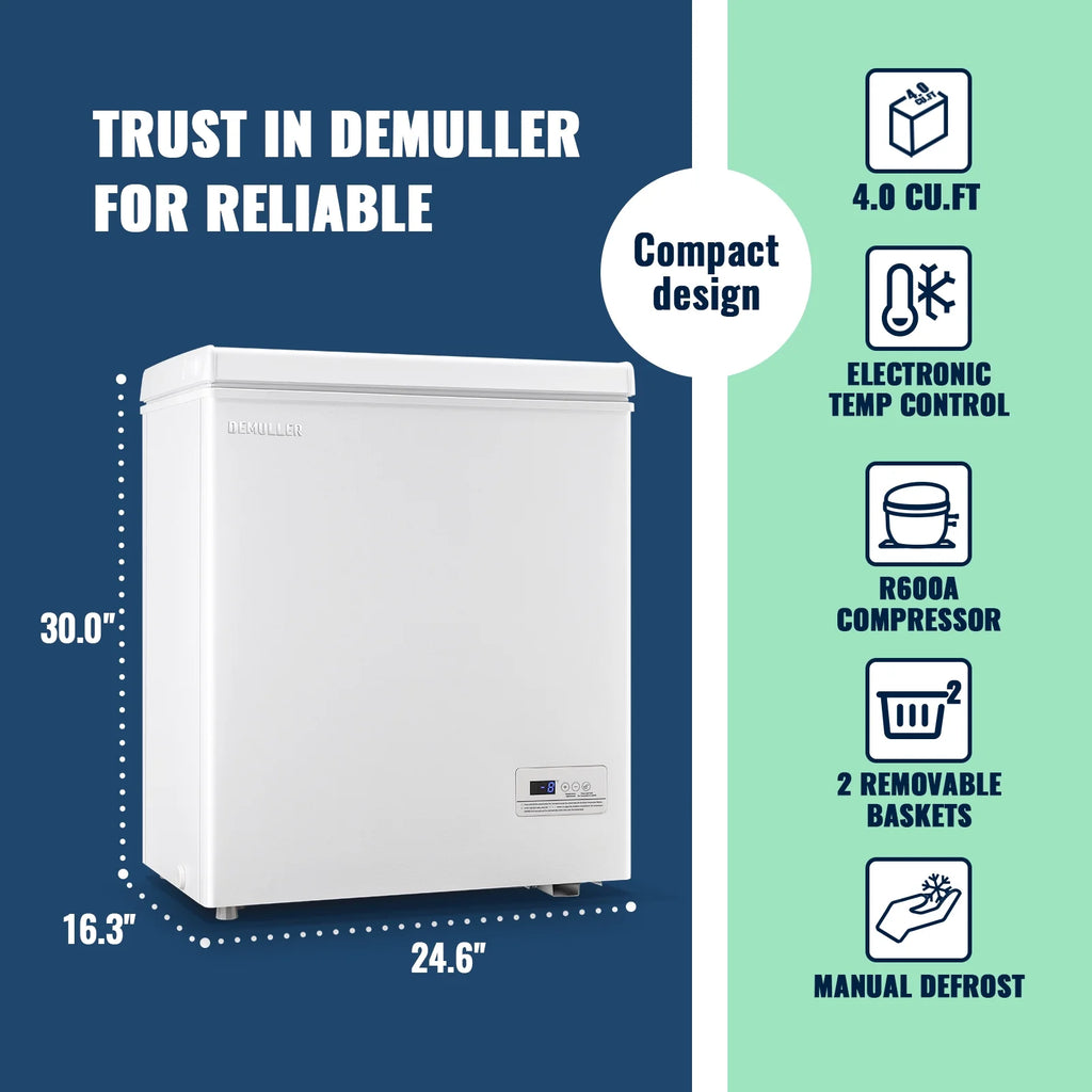 DEMULLER Deep Chest Freezer Freezers with Two Storage Baskets Ultra-Low Temperature Black 79-B-1