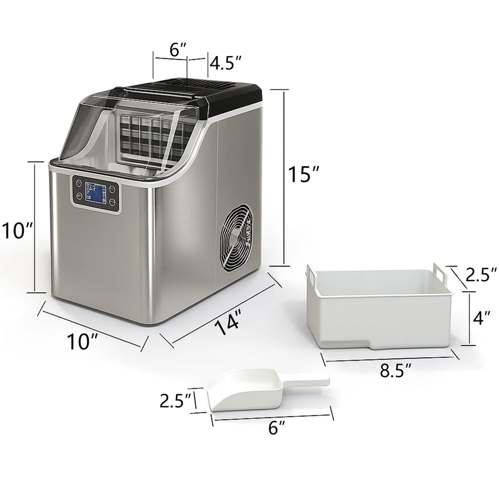 Fenbeli 26lbs/24H Countertop Ice Maker Machine with Handle, Portable Ice Maker Machine with Auto-Cleaning, Black