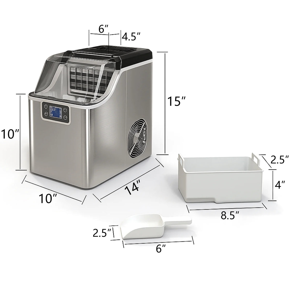 Fenbeli 26lbs/24H Countertop Ice Maker Machine with Handle, Portable Ice Maker Machine with Auto-Cleaning, Black