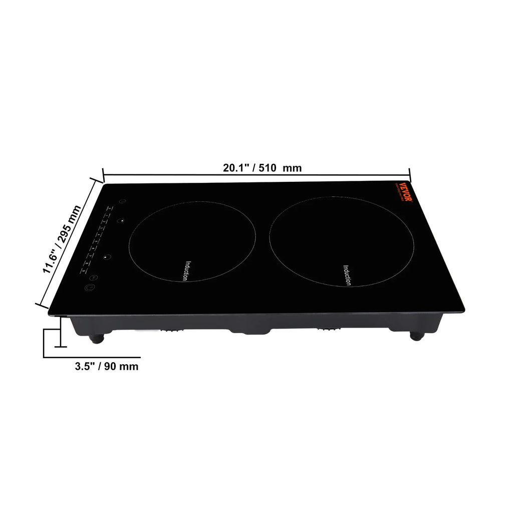 BENTISM 12 inch Electric Cooktop 2 Burners 1800W Stove Top Touch Control