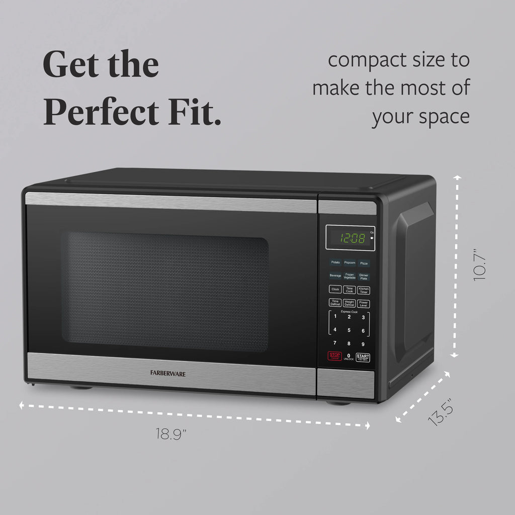 Farberware FMGZ09BKA 0.9 Cu. Ft. Microwave Oven, 900W, Digital Control, LED Display, 6 Cooking Presets, Black
