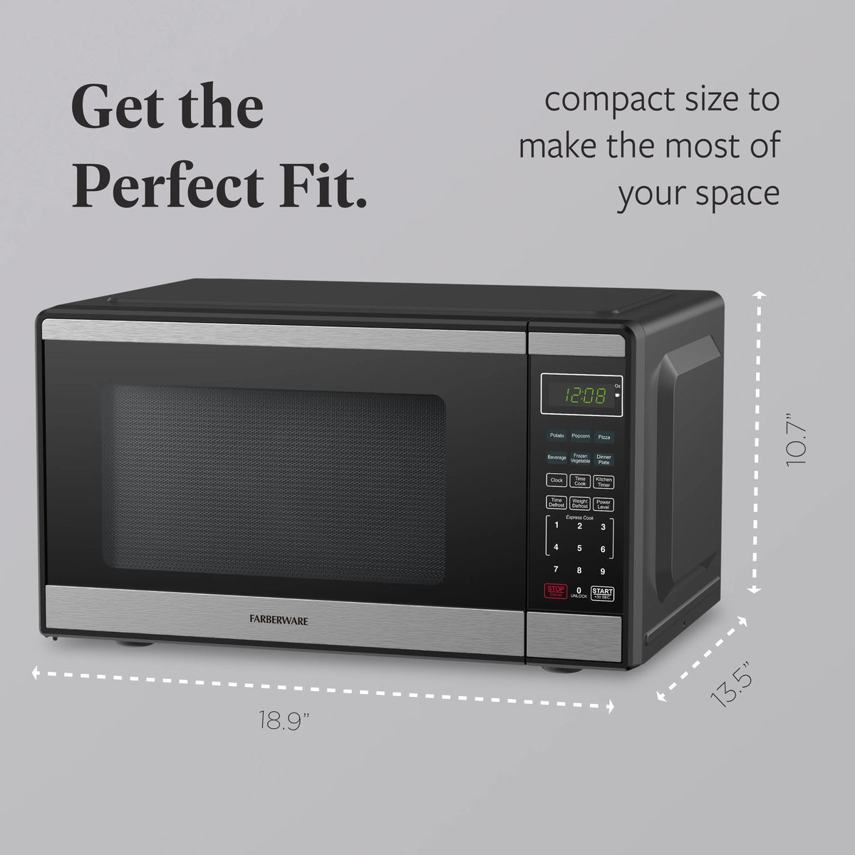 Farberware FMGZ09BKA 0.9 Cu. Ft. Microwave Oven, 900W, Digital Control, LED Display, 6 Cooking Presets, Black