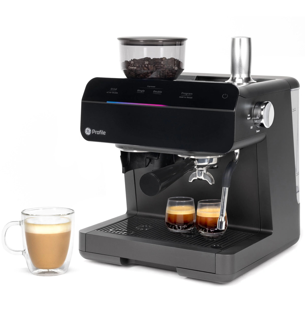 GE Profile® 15Bar 2Cup Semi Automatic Espresso Machines in Black