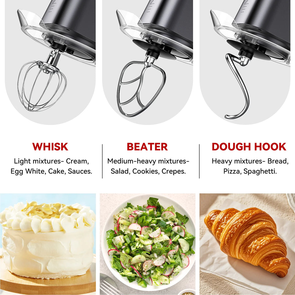 LINKChef 7.4 Quart Stand Mixer, 800W 12-Speed Tilt-Head Food Mixer, Kitchen Electric Mixer with Dough Hook, Wire Whip & Beater