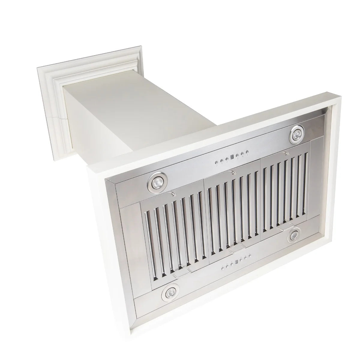 ZLINE 30 in. Wooden Island Mount Range Hood in White - Includes 760 CFM Motor
