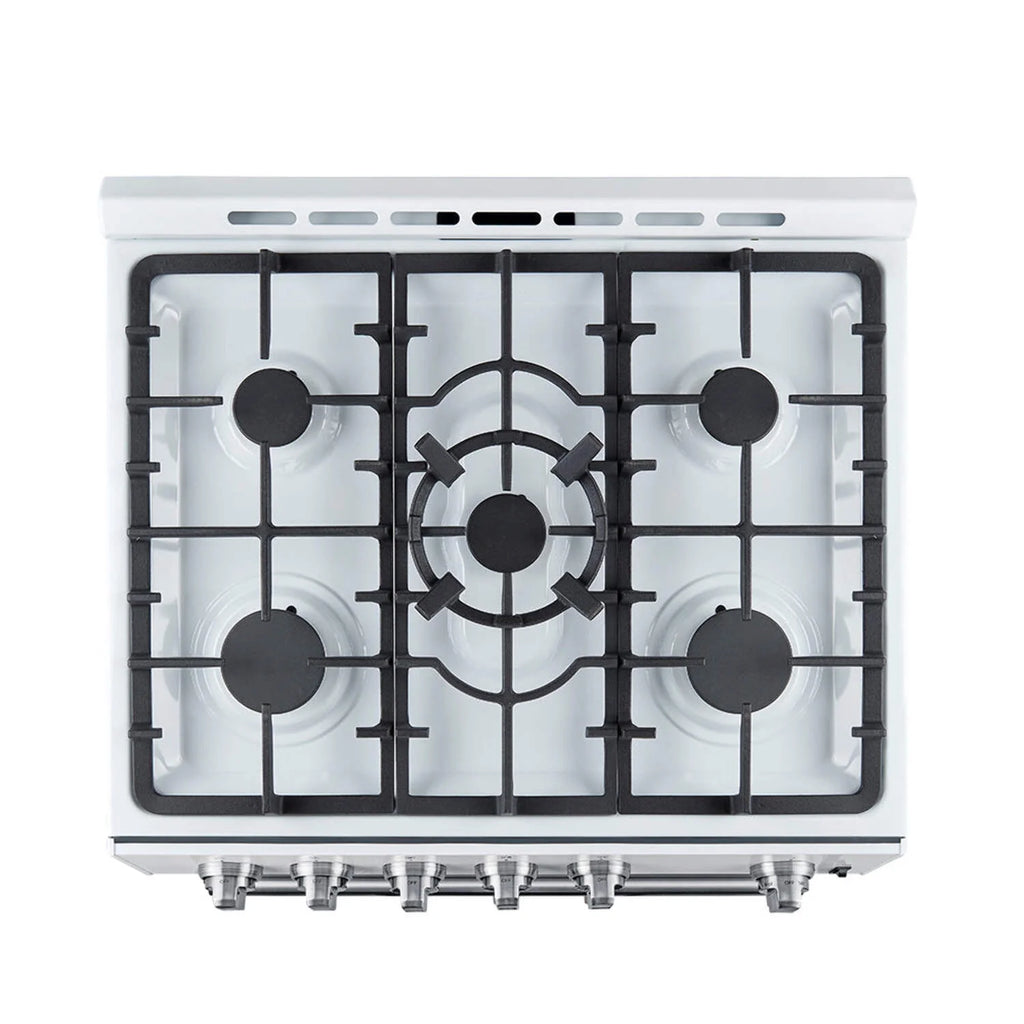 Forno Leonardo Espresso 30-Inch White Gas Range, 5 Burners, 39,500 BTU, 5 cu.ft Convection Oven