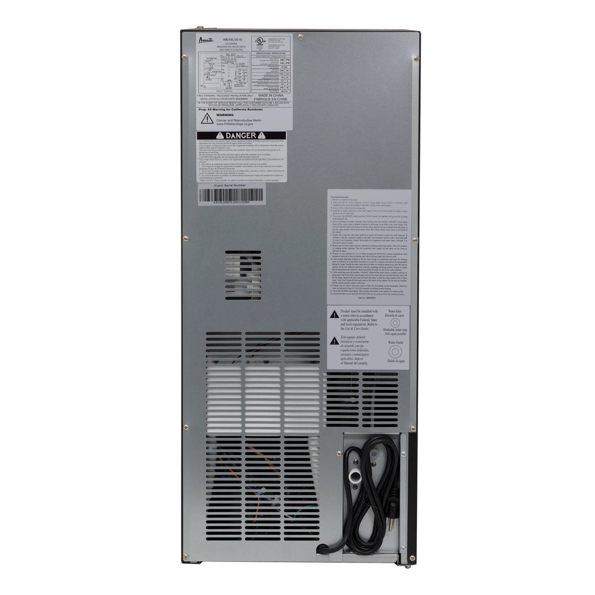 Avanti ELITE Built-in or Freestanding Ice Maker, 15", in Stainless Steel (IME49U3S-IS)