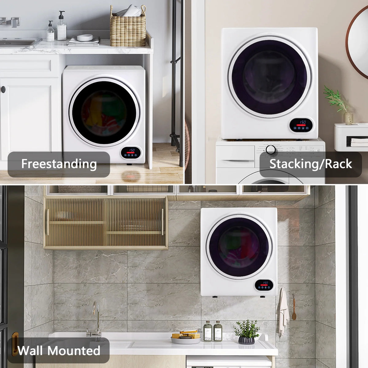 GYJ28-88-E Compact portable Household clothes Dryer 1.5CUFT Drum Dryer with LED display -White 120V 2.5KG