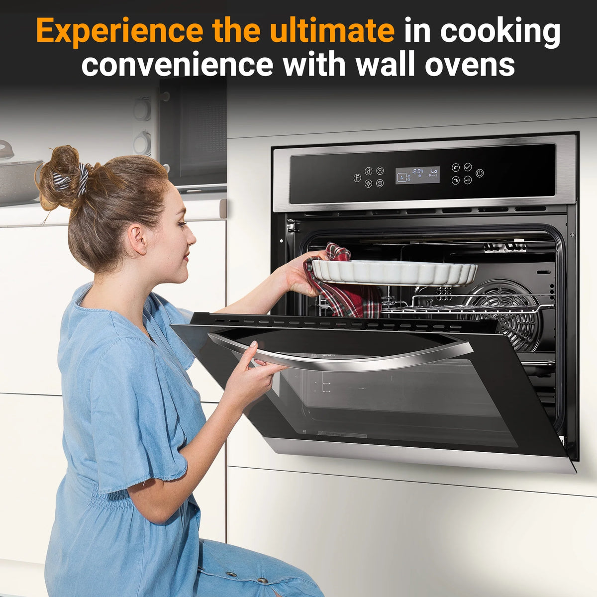 24" Electric Single Wall Oven 2.5 Cu.ft Convection Stainless Steel Built-in Electric Ovens with 11 Functions, 8 Automatic Recipes, 2800W, 240V, Upgraded