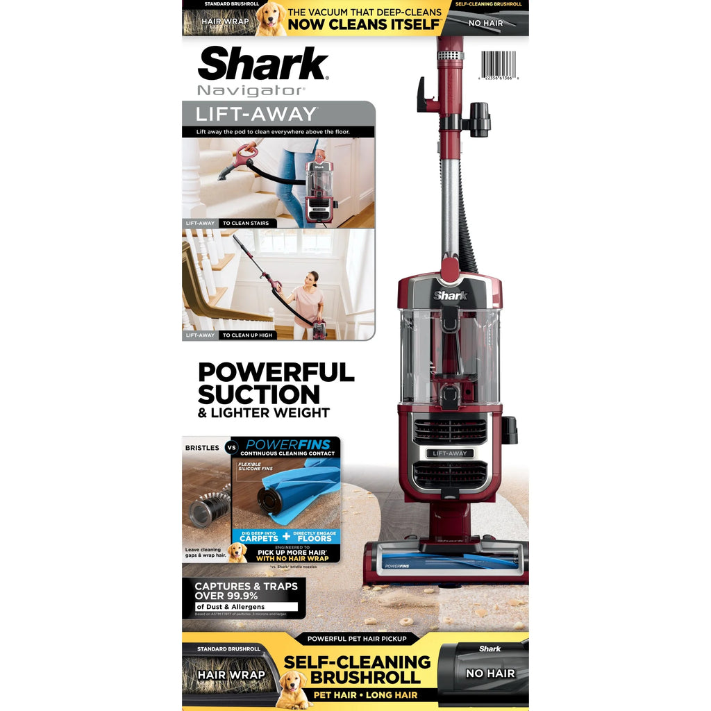 Shark Navigator Lift-Away Upright Vacuum, Pet Friendly, Powerful Suction, Self-cleaning Brushroll, HEPA Filter, Hard Floor and Carpet, Upholstery and Crevice Tool, ZU660 Burgundy