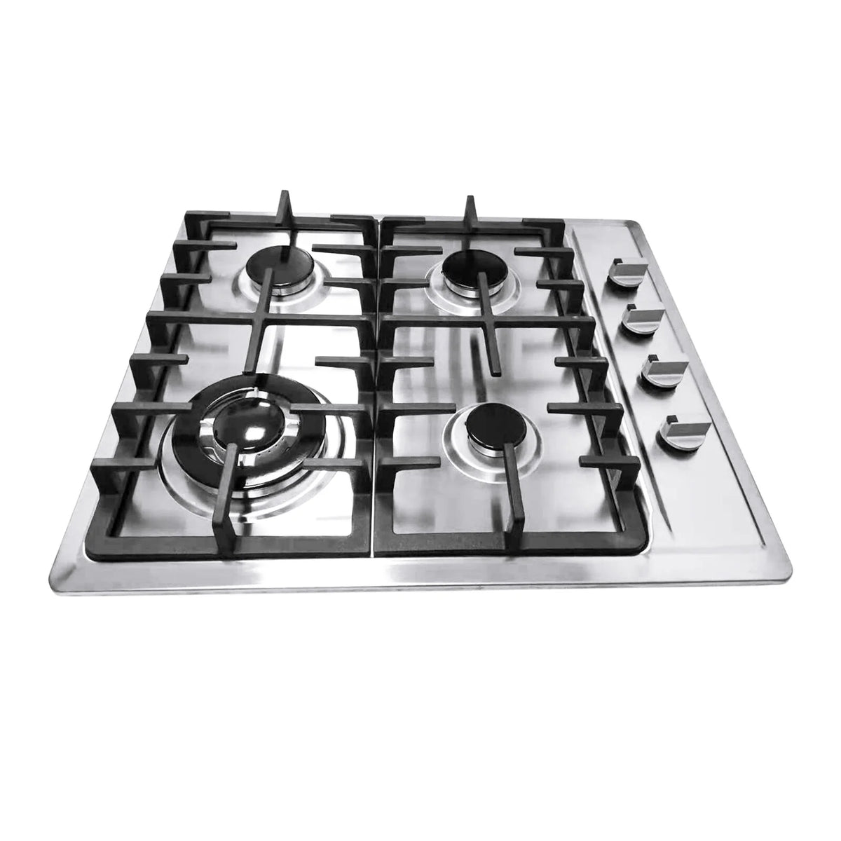 Stainless Steel 4-Burner Gas Stove, 3.0KW+1.75KW+1.0KW, Built-In Cooktop with Rotary Switch for Homes, Restaurants