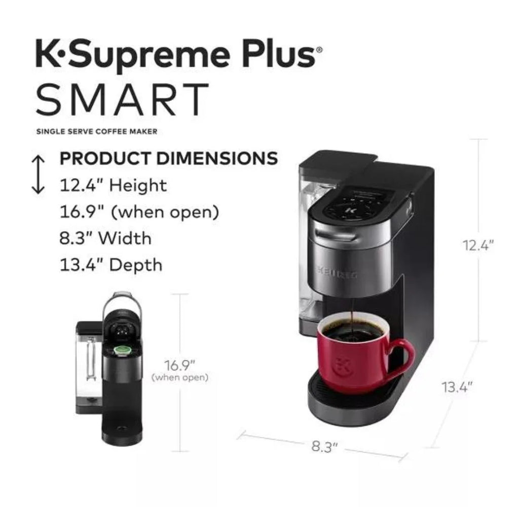 Keurig K-Supreme Plus Smart Single Serve Coffee Maker with BrewlD, 5 Cup Sizes, 5 Brewing Options, and 6 Temperature Settings (Black Stainless)