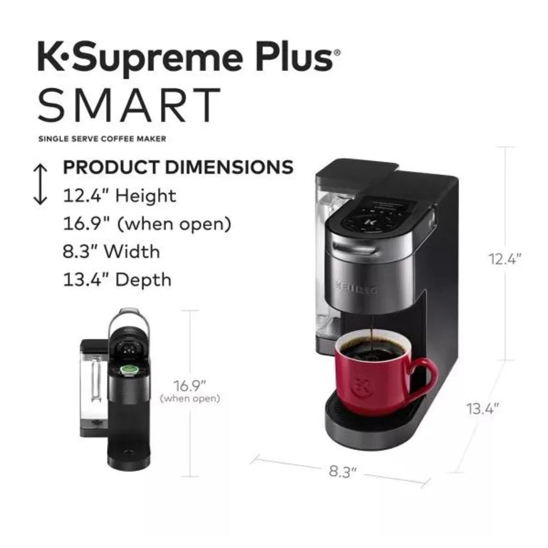 Keurig K-Supreme Plus Smart Single Serve Coffee Maker with BrewlD, 5 Cup Sizes, 5 Brewing Options, and 6 Temperature Settings (Black Stainless)