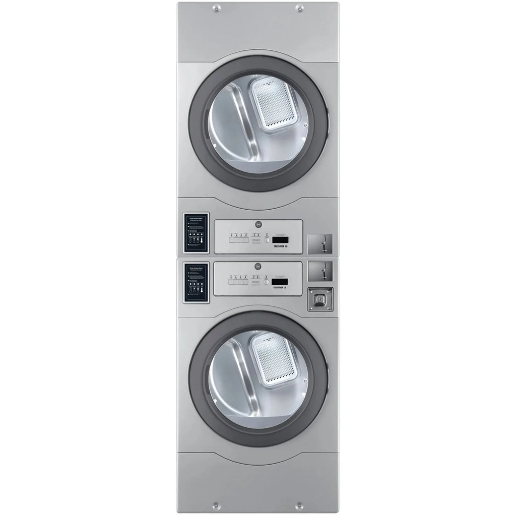 Crossover Stackable 22-Pound Electric Commercial Dryers with Extra Large 7. Cu. Ft. Drum in Silver