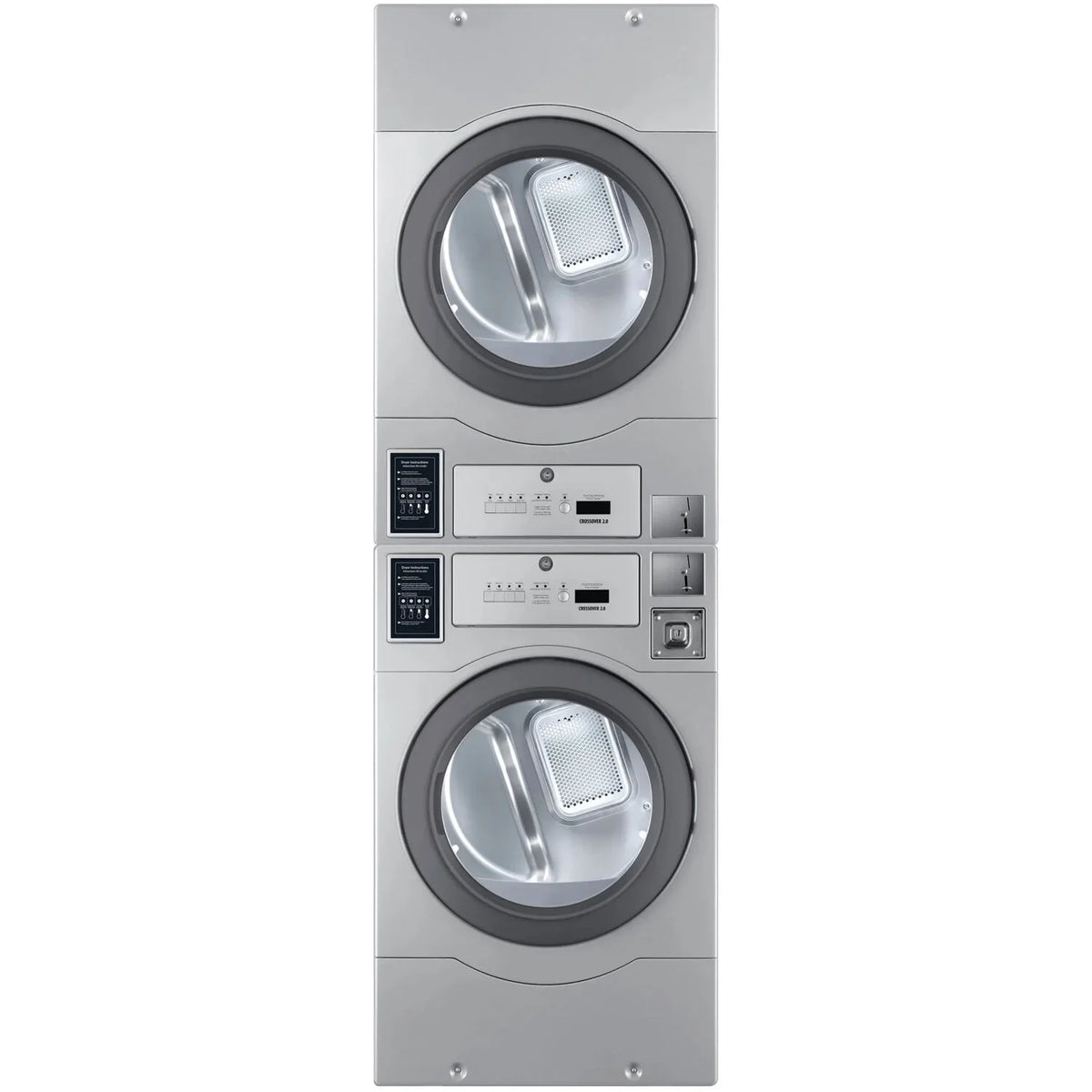 Crossover Stackable 22-Pound Electric Commercial Dryers with Extra Large 7. Cu. Ft. Drum in Silver