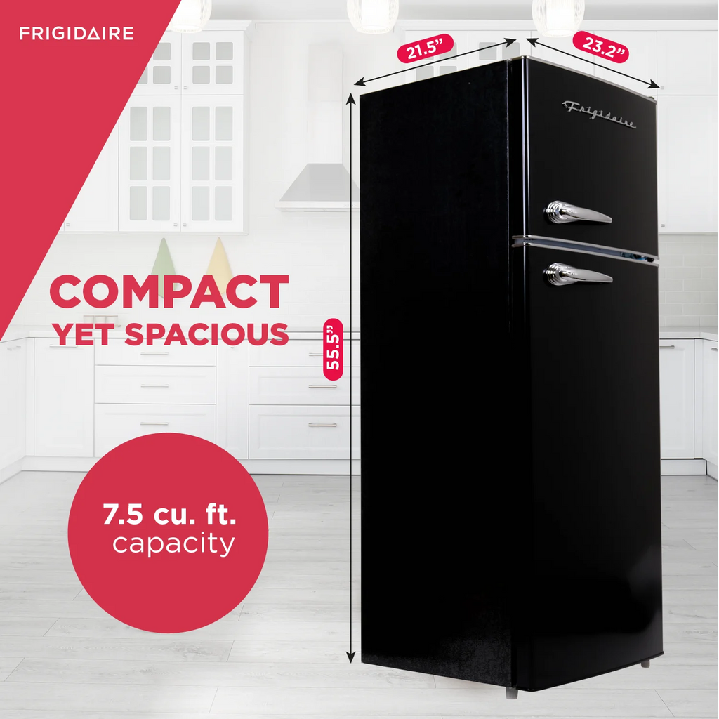Frigidaire, 7.5 Cu. ft. Top Mount Retro Refrigerator, Black