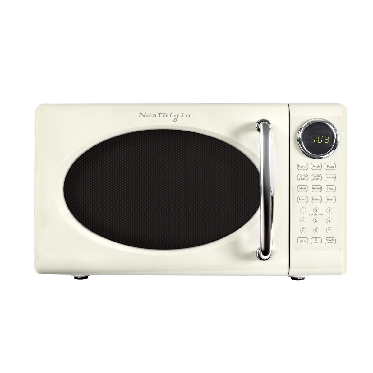 Nostalgia Retro Microwave Oven - 0.7 Cu Ft & 700-Watt Countertop Microwave with Glass Turntable, Child Safety Lock, 8 Auto-Cook Programs & Digital Clock - Aqua