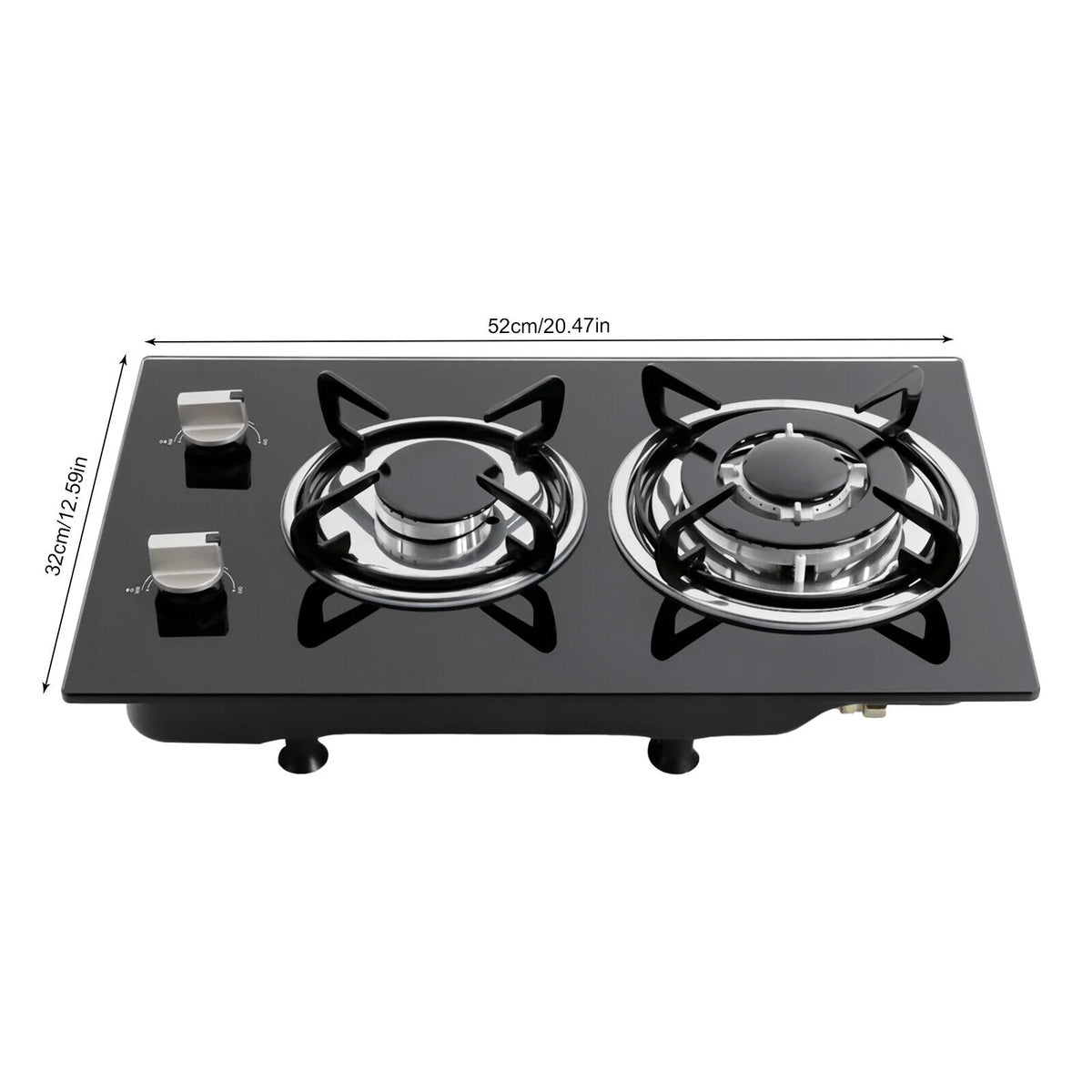2 Burner Modern Gas Cooktop Gas Stove Top with 2 Burner Black 20.47*12.6 in