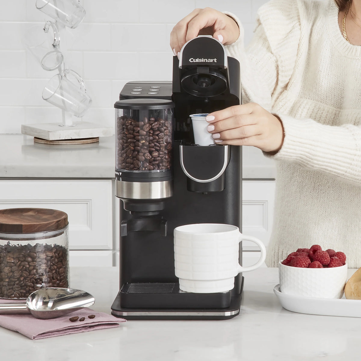 Cuisinart Grind & Brew Classic Black Single Serve Coffee Maker with Built-In Grinder