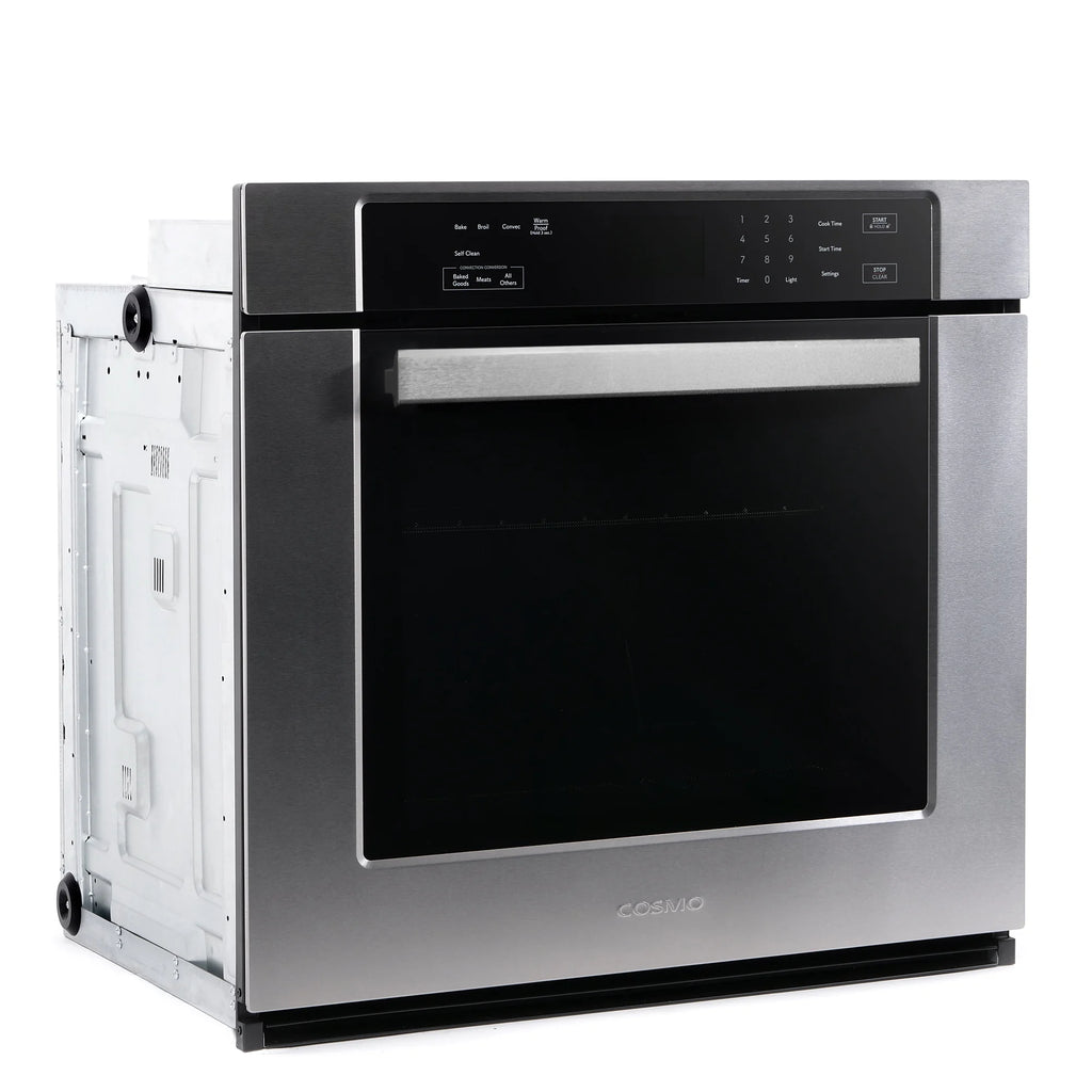 Cosmo 3 Piece Kitchen Appliance Package With 36" Electric Cooktop 36" Wall Mount Range Hood 24" Single Electric Wall Oven Kitchen Appliance Bundles
