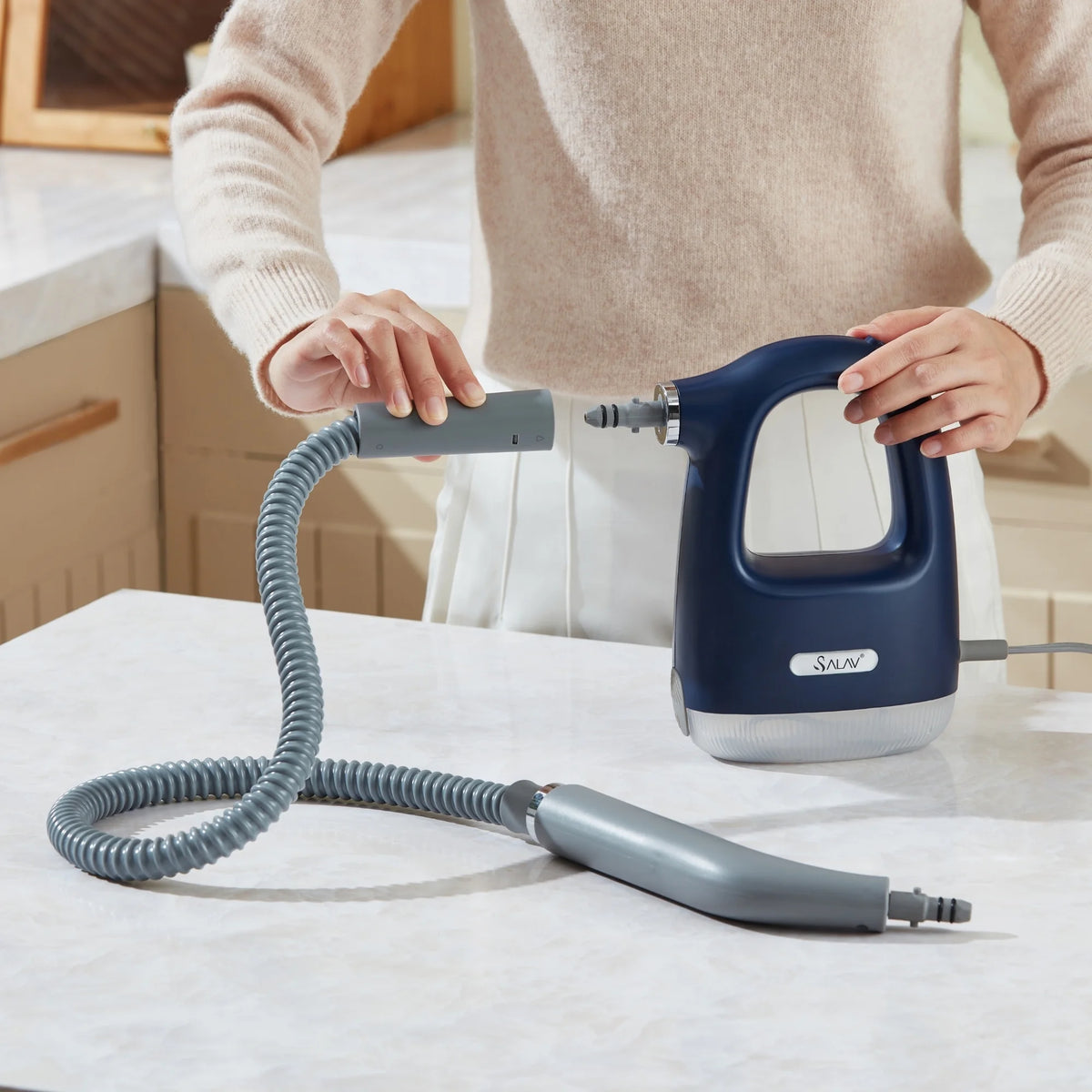 SALAV? CS-100 CleanSteam Compact Steam Cleaner, Navy