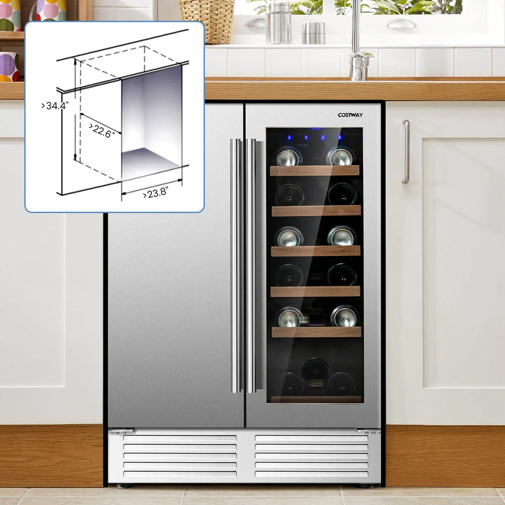 Costway 2-in-1 Beverage and  Cooler Free-standing & Built-in Dual Zones  Fridge