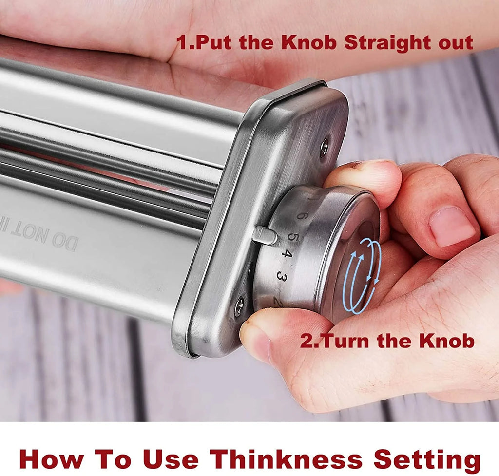 TOCOKEID 3Pcs Stainless Steel Pasta Attachment for KitchenAid Stand Mixer Included Dough Sheet Roller, Spaghetti Cutter and Fettuccine Cutter Maker