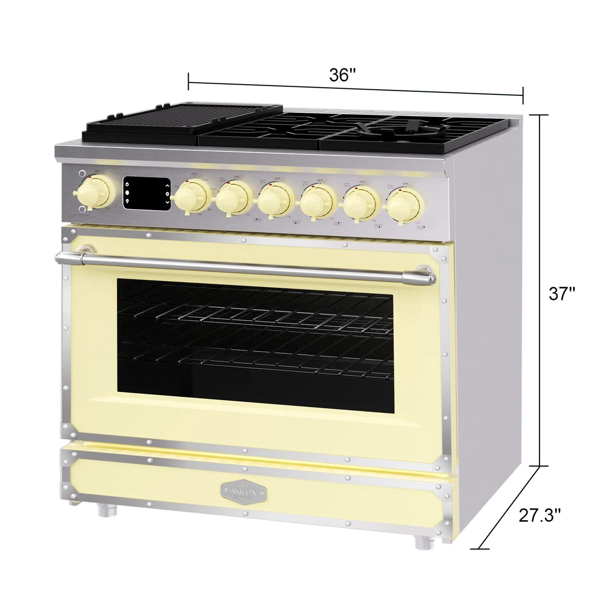 Akicon 48 Inch Freestanding Gas Range with 8 Sealed Burners Cooktop, 6.7 Cu.Ft. Dual Zone Capacity, Natural Gas/LP Convertible-BSGBGGA1