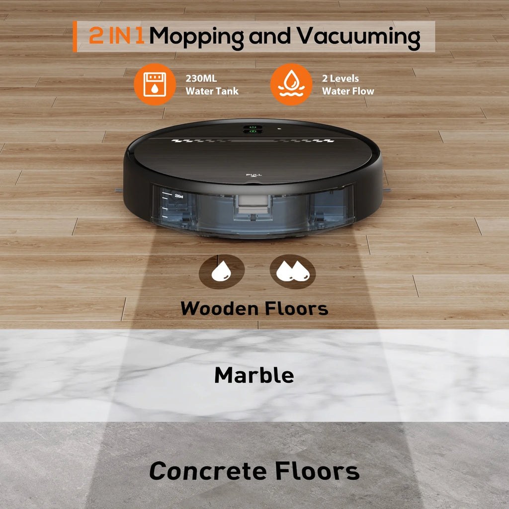 GOOVI Robot Vacuum Cleaner, Robot Vacuum Mop Combo, With Alexa/WiFi/App Connection, for Pet Hair, Hard Floor