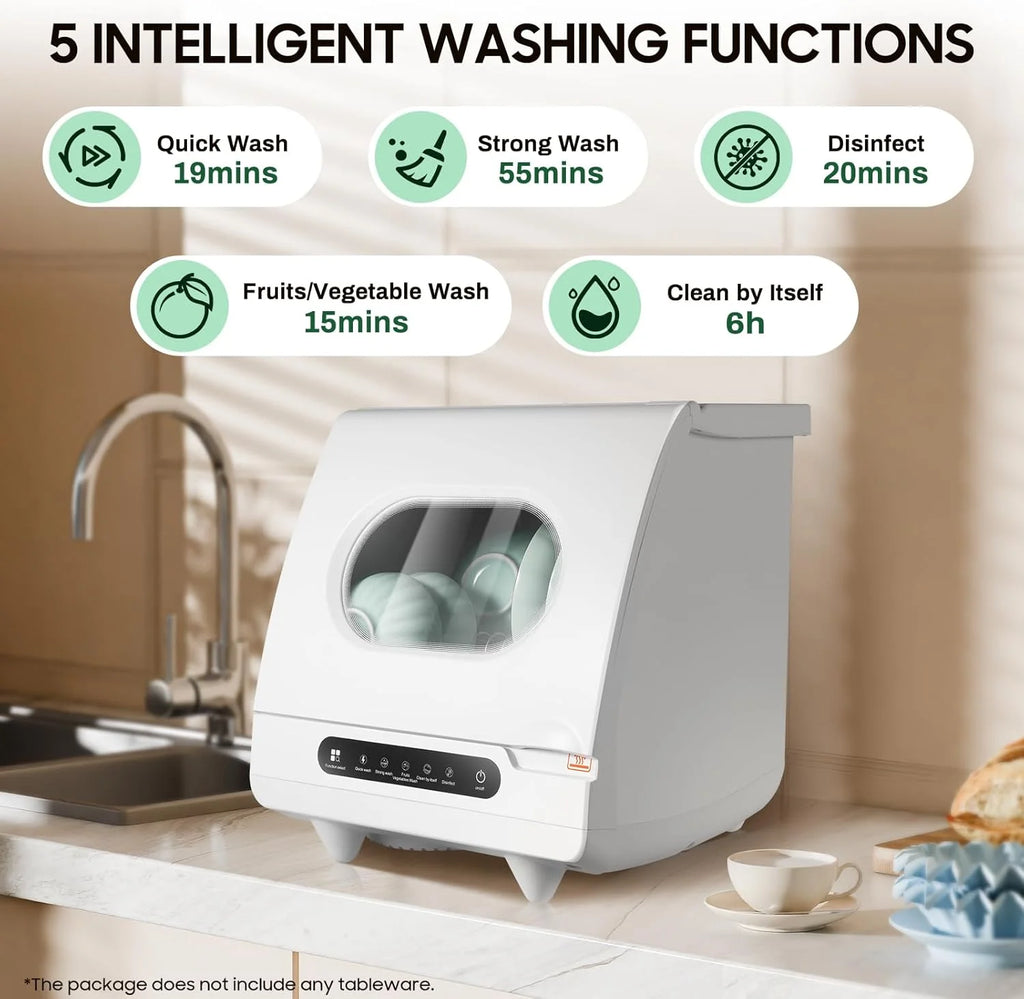 Portable Countertop Dishwasher Dishwasher Compact Dishwasher with 5 Intelligent Washing Functions Counter Top Dishwasher for Knives, Forks, Spoons, Chopsticks