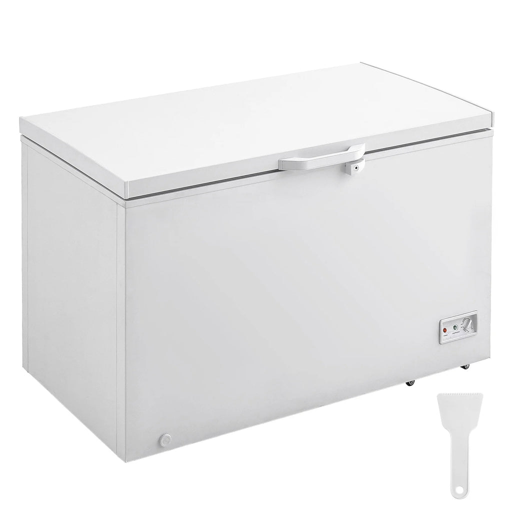 KFFKFF 12.8 Cu.ft / 345 L  Top-Open Chest Freezer with 7-SpeedTemperature Control 4 Removable Storage Baskets, Freestanding 6 Wheels