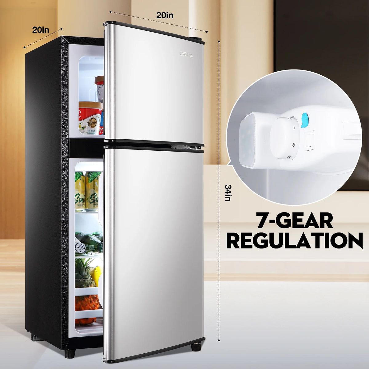 GGTB Retro Compact Two Door Refrigerator, Black, 3.0 Cu ft