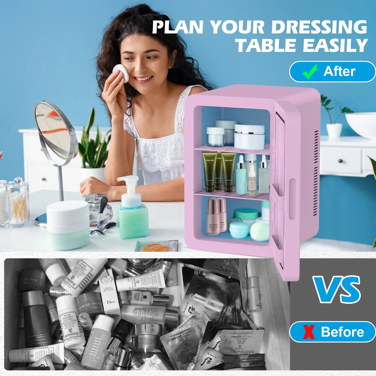 ADVWIN 22L/30Can Mini Fridge with Temperature Control, Compact Refrigerators for Bedroom, Cosmetics