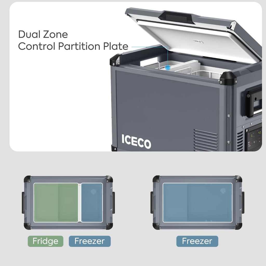 VL45 Pro Dual Zone 45QT Portable Cooler Grey