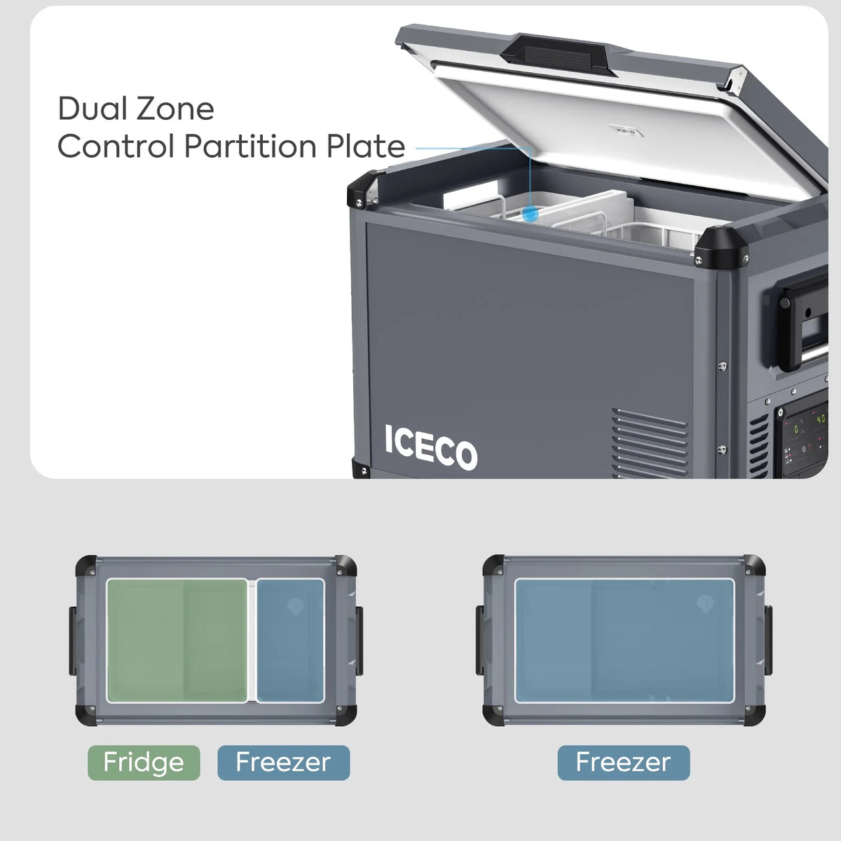 VL45 Pro Dual Zone 45QT Portable Cooler Grey