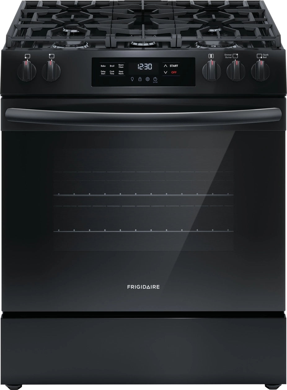 Frigidaire 30" Gas Range with Steam Clean, Black
