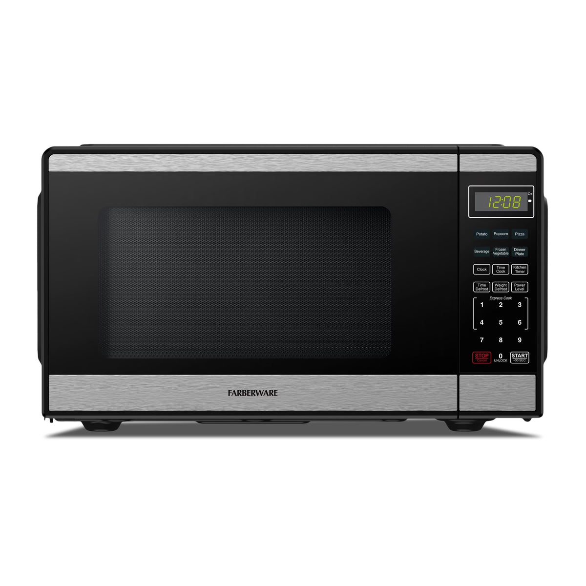 Farberware FMGZ09BKA 0.9 Cu. Ft. Microwave Oven, 900W, Digital Control, LED Display, 6 Cooking Presets, Black