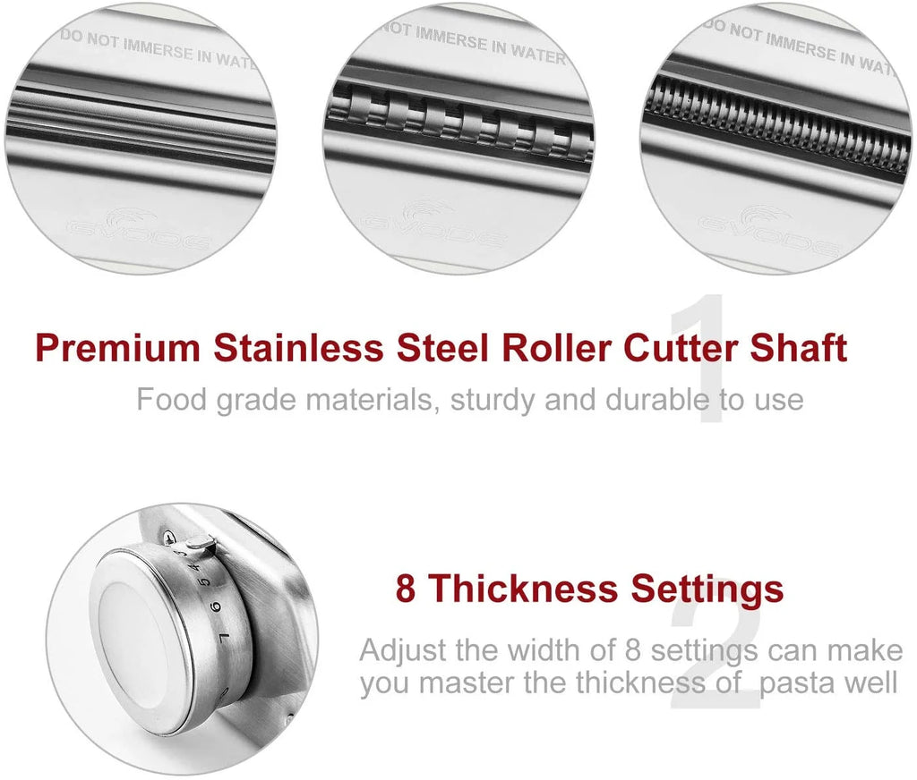 TOCOKEID 3Pcs Stainless Steel Pasta Attachment for KitchenAid Stand Mixer Included Dough Sheet Roller, Spaghetti Cutter and Fettuccine Cutter Maker