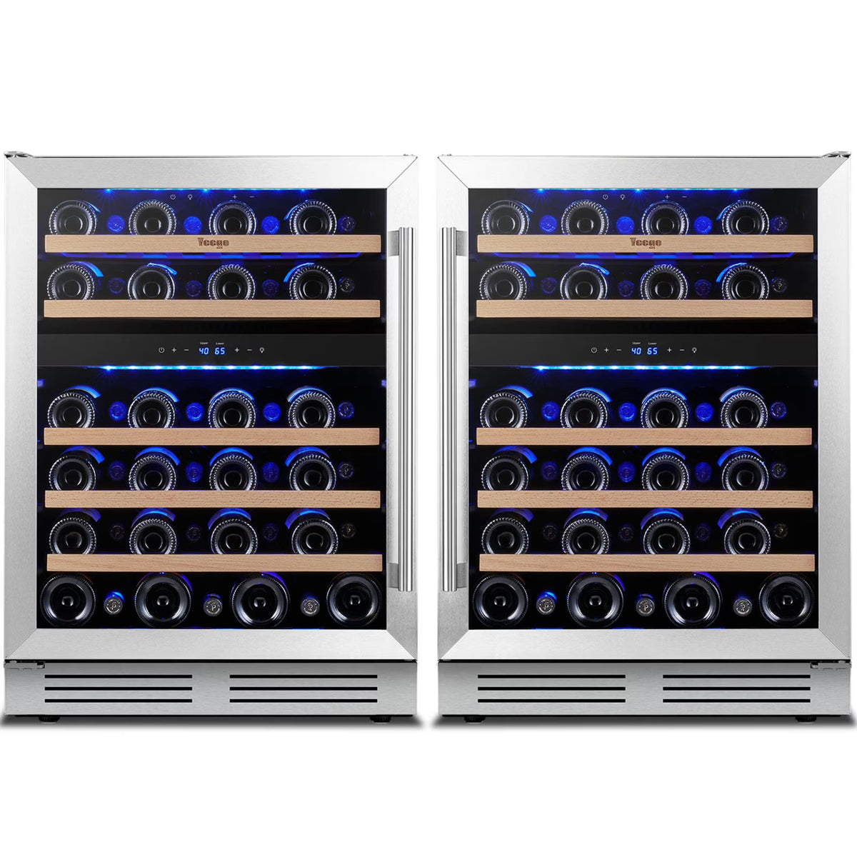 Yeego 30" Wine and Beverage Refrigerator,Two 15" Wine and Beverage Cooler Under Counter or Freestanding, Hold 33 Bottles and 80 Cans(Two Pack)