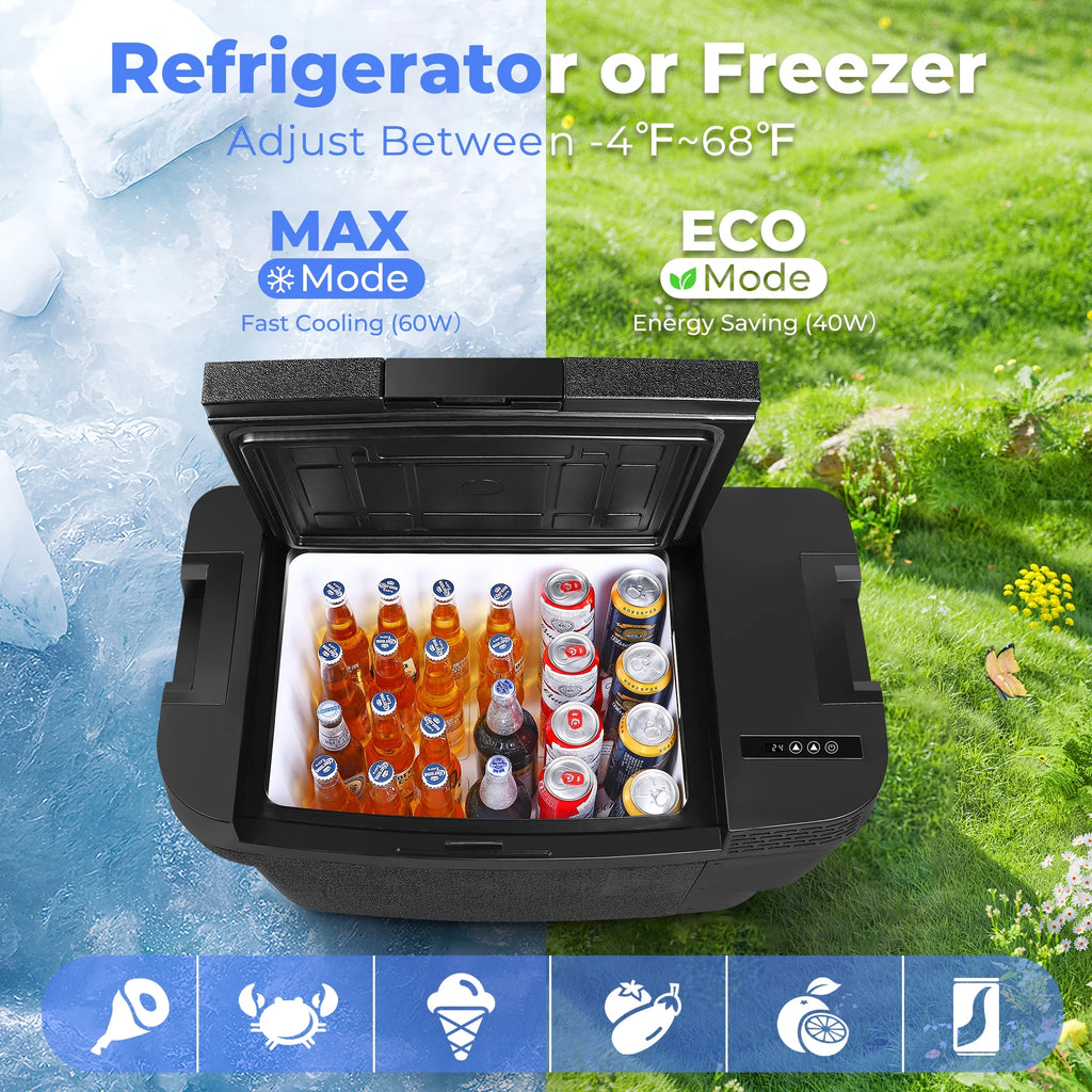 Car Refrigerator for Tesla Model Y 2019-2024 , 37QT(35L) -4�H~68�H Car Fridge 12V Refrigerator , APP Control, Trunk Portable Freezer for Camping Tailgating Road Trip