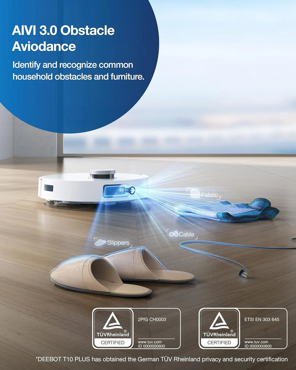 ECOVACS DEEBOT T10 PLUS Neo Robot Vacuum and Mop, Auto-Empty, AIVI 3.0, OZMO Pro 3.0 Oscillating Mopping, 3D Map, Air Freshener