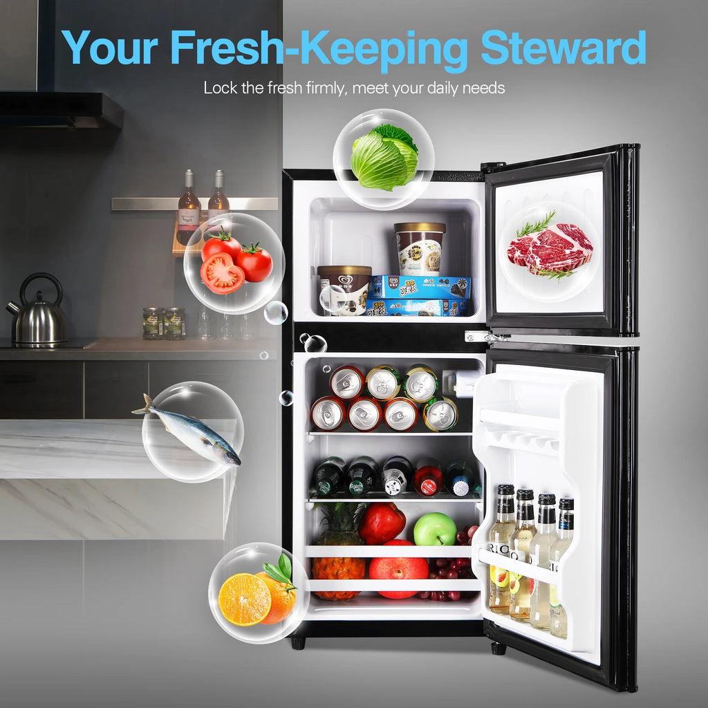 GGTB Retro Compact Two Door Refrigerator, Black, 3.0 Cu ft