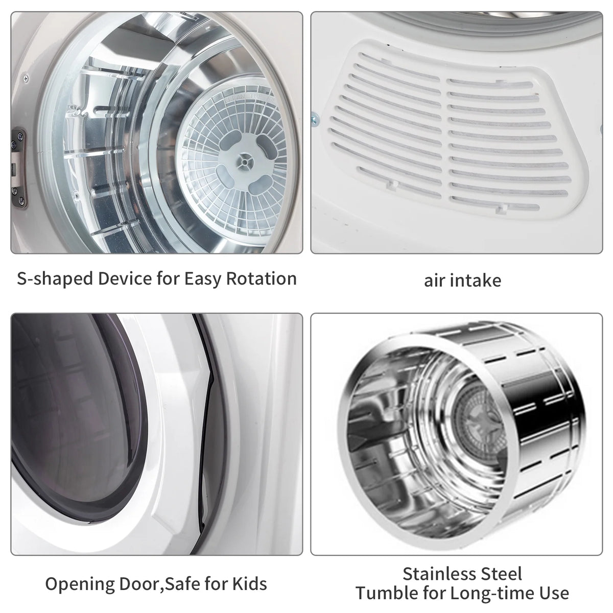 GYJ40-168I1 Compact portable Household clothes Dryer 4KG 2.6CUFT with Stainless Steel Drum White 120V 1400W MECHANICAL Control