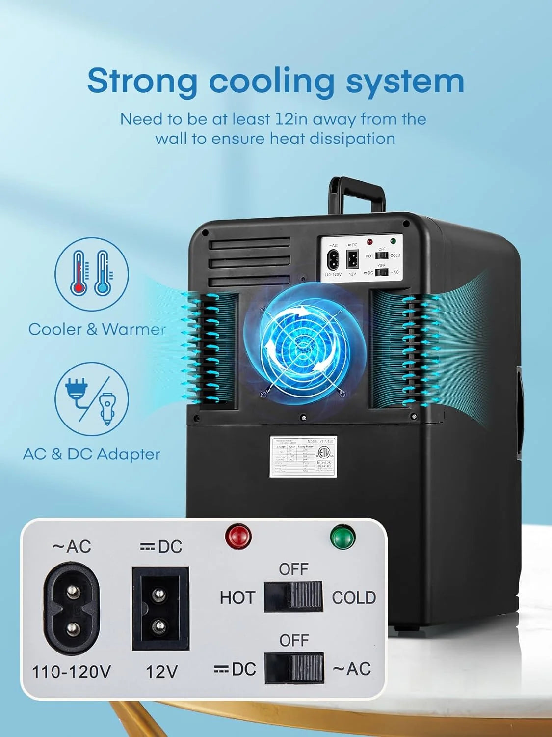 Fridge for Bedroom, 15L Portable Cooler & Warmer, 110V/12V Dual Power, for Office, Dorm, Car, Drinks, Food, Makeup